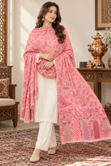 Pink Kashmiri Kani Wool Shawl – Traditional Woven Design CraftKashmir