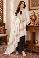 Cream Kashmiri Check Wool Shawl – Classic Reversible Style CraftKashmir
