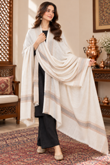 Cream Kashmiri Check Wool Shawl – Classic Reversible Style CraftKashmir