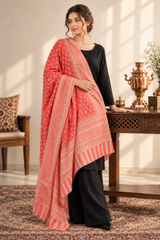 Red Kashmiri Wool Shawl with Butti Jaal Pattern CraftKashmir