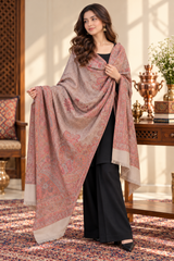 Black Kashmiri Jamawar shawl styled for festive ethnic wear
