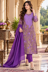 Purple Kashmiri Unstitched Salwar Kameez for Women CraftKashmir