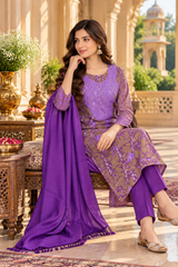 Purple Kashmiri Unstitched Salwar Kameez for Women CraftKashmir