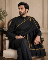 Black Colour Mens Kingri Shawl CraftKashmir