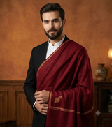 Maroon Colour Mens Kingri Shawl CraftKashmir