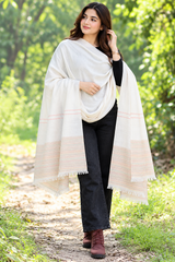 White Kashmiri Wool Shawl for Women | 100% Wool CraftKashmir
