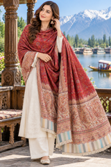Maroon Kashmiri Kani Wool Shawl for Women CraftKashmir