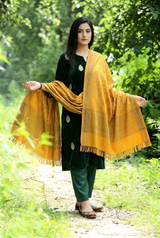Yellow Kashmiri Aari Embroidered Wool Shawl CraftKashmir