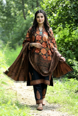 Black Kashmiri Jamawar Aari Embroidered Wool Shawl CraftKashmir
