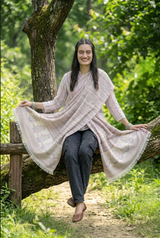 White Kashmiri Wool Shawl with Striped Pattern CraftKashmir