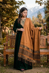 Rust Kashmiri Kullu Wool Shawl CraftKashmir