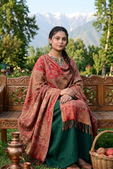 Red Kashmiri Jamawar Wool Shawl CraftKashmir