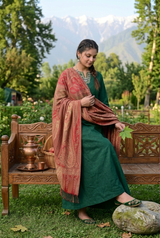 Red Kashmiri Jamawar Wool Shawl CraftKashmir