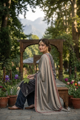 Beige Kashmiri Wool Shawl – Traditional Handcrafted Winter Shawl CraftKashmir