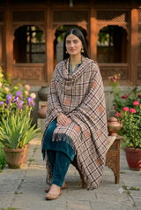 Beige Sozni Work Kashmiri Wool Shawl CraftKashmir