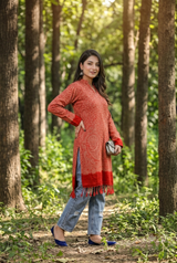 Red Colour Kashmiri Zari Work Woolen Kurti CraftKashmir