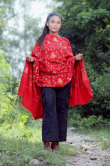 Red colour shawl - CraftKashmir