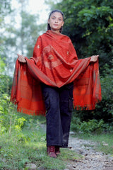 Red colour shawl - CraftKashmir