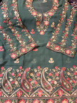 CraftKashmir's short length with hem design kurti CraftKashmir