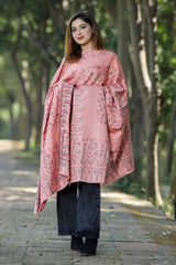 Peach kashmiri zari shawls - CraftKashmir