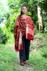 Red colour shawl - CraftKashmir