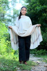 Cream colour shawl - CraftKashmir