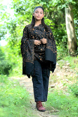 Black colour shawl - CraftKashmir
