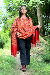 Red colour shawl - CraftKashmir
