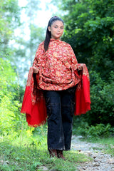 Red colour shawl - CraftKashmir