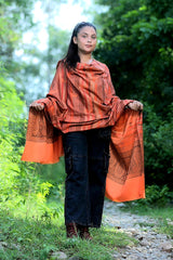Orange colour shawl - CraftKashmir