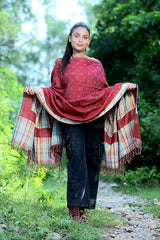 Maroon colour shawl - CraftKashmir