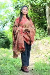 Red colour shawl - CraftKashmir