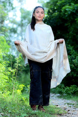 Cream colour shawl - CraftKashmir