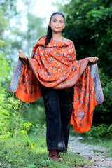 Orange colour shawl - CraftKashmir