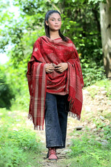 Red colour shawl - CraftKashmir
