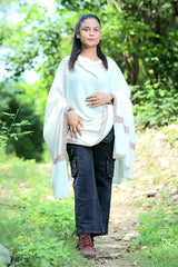 White colour shawl - CraftKashmir