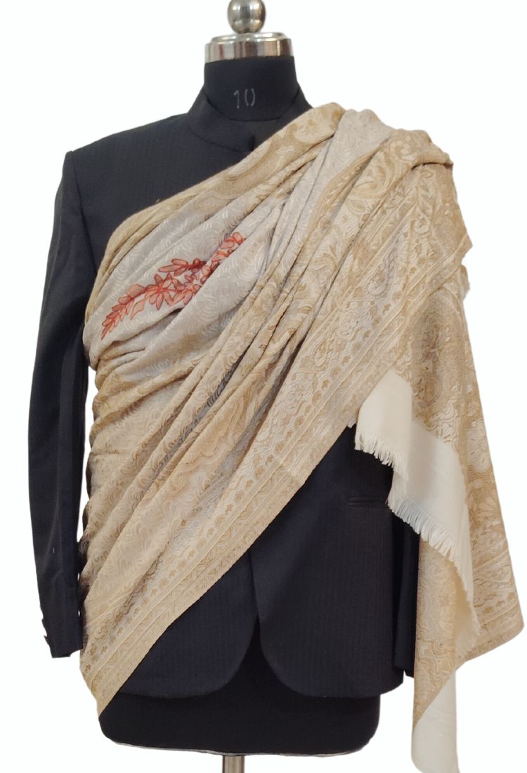 Beige Colour Embroidery Shawl