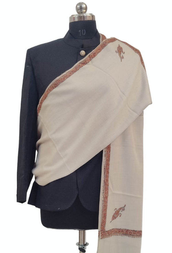 Cream colour Mens Border shawl