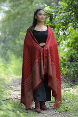 Maroon colour shawl - CraftKashmir