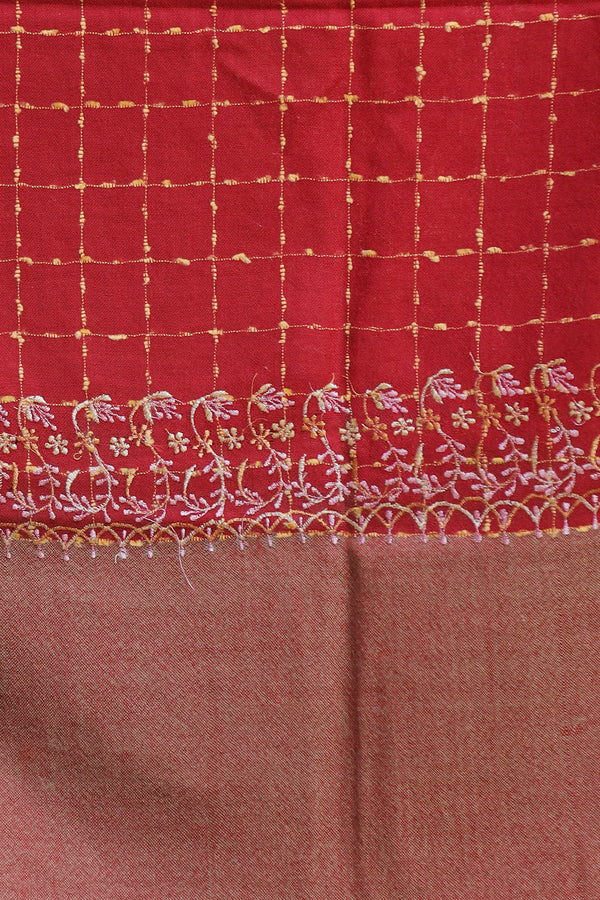 Maroon colour shawl - CraftKashmir