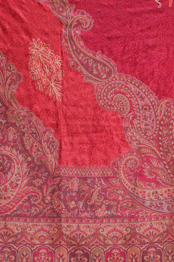 Maroon colour shawl - CraftKashmir