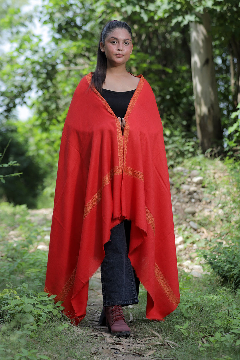 Red colour shawl - CraftKashmir