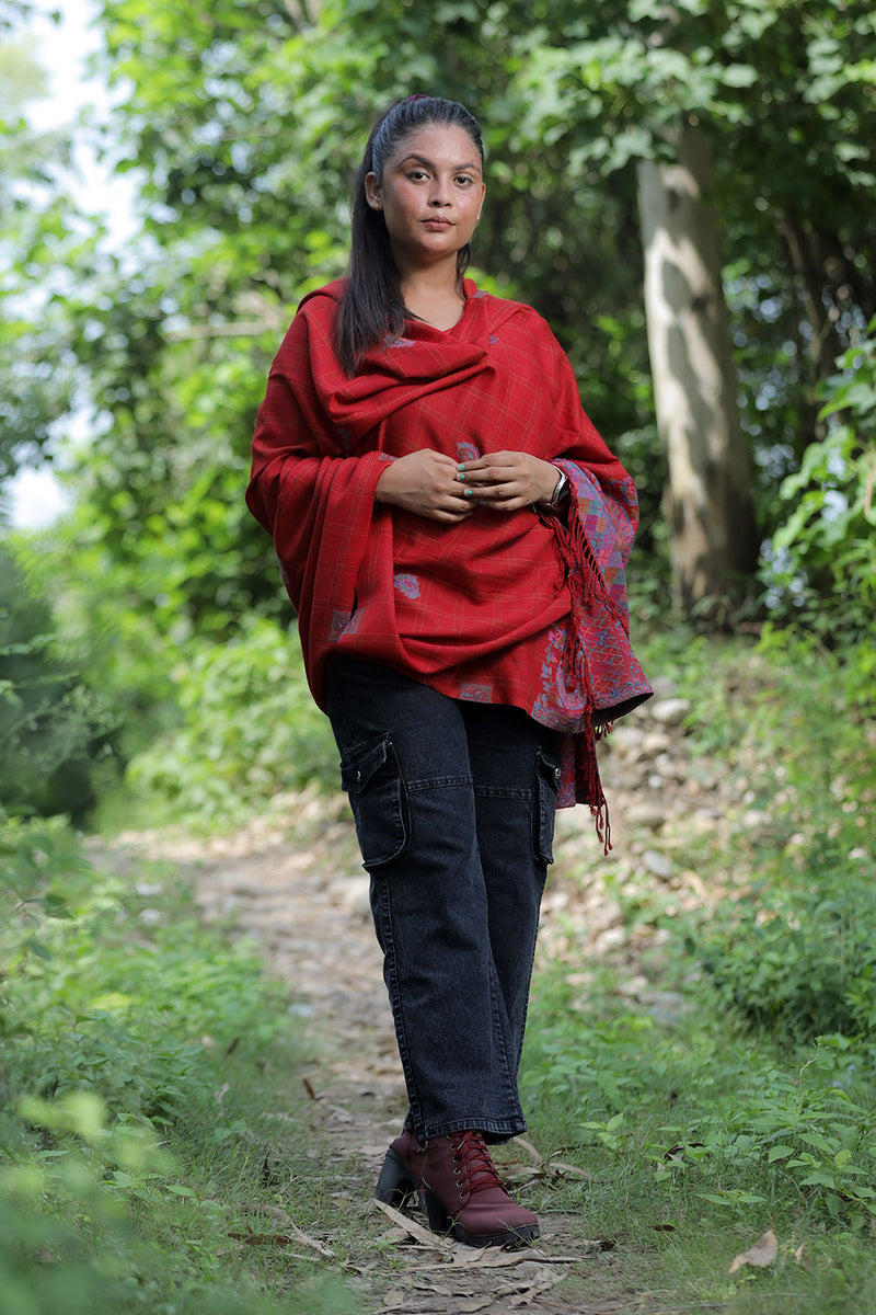 Red colour shawl