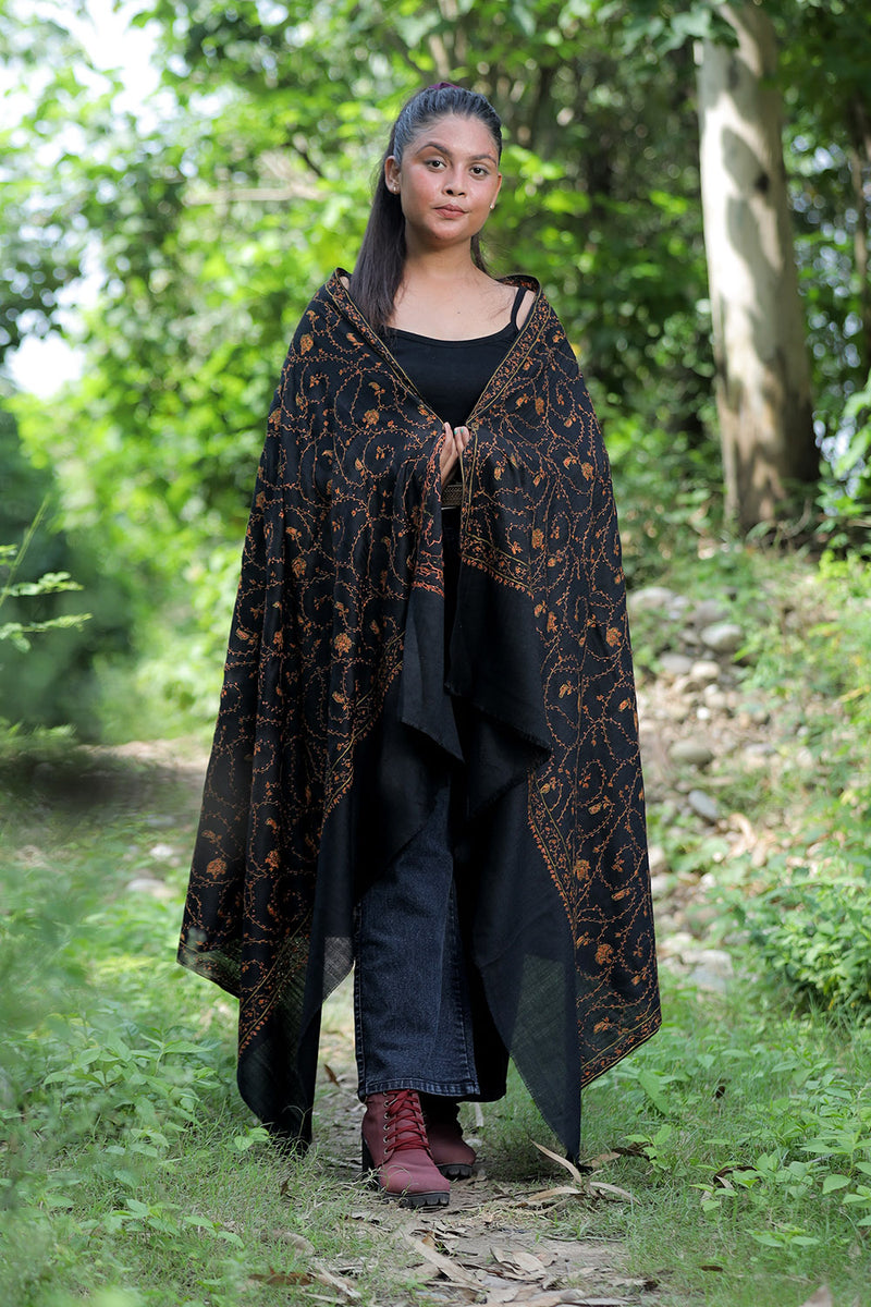 Black colour shawl - CraftKashmir