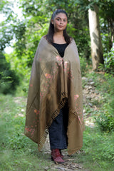 Olive Green colour shawl - CraftKashmir