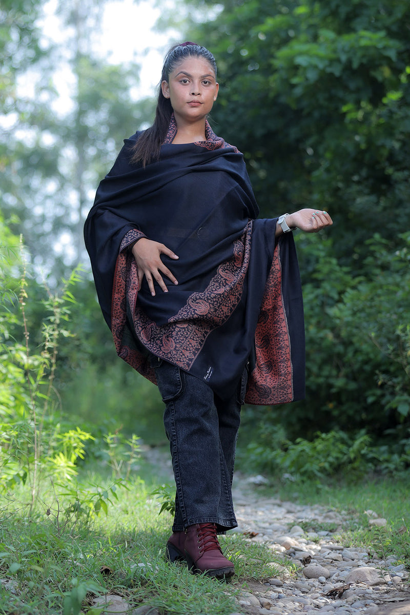 Black  colour shawl - CraftKashmir