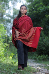 Maroon  colour shawl - CraftKashmir