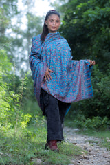 Blue colour shawl - CraftKashmir