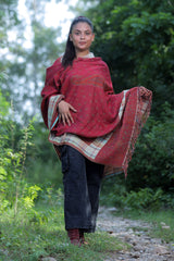 Maroon colour shawl - CraftKashmir