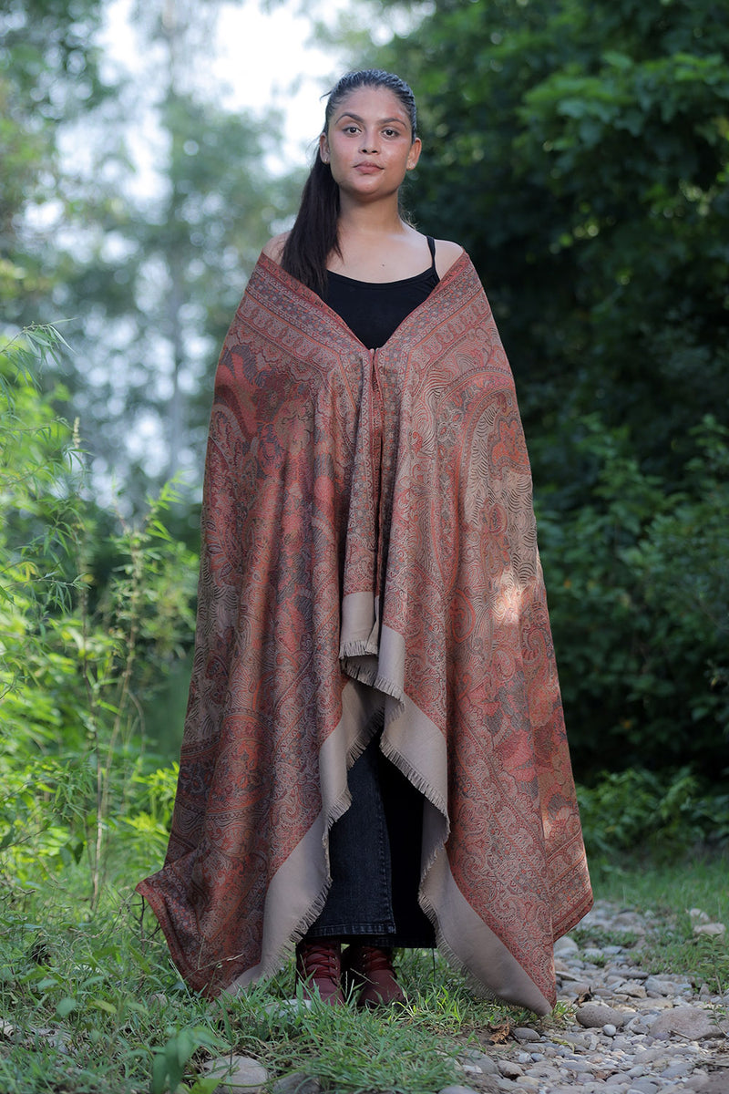 Brown colour shawl - CraftKashmir